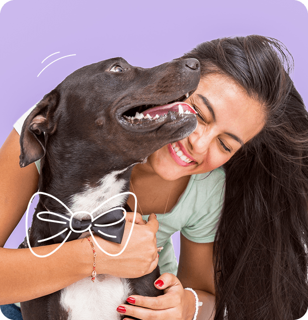 Tutora e seu cão felizes juntos